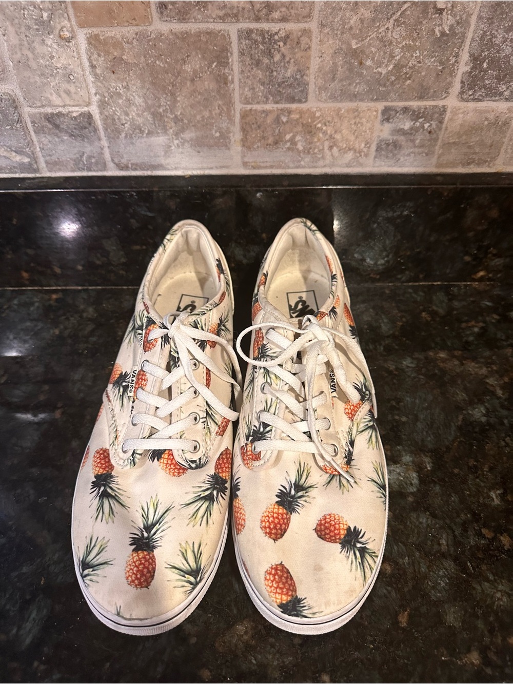 Vans White Pineapple Print Canvas Low-Top Sneakers